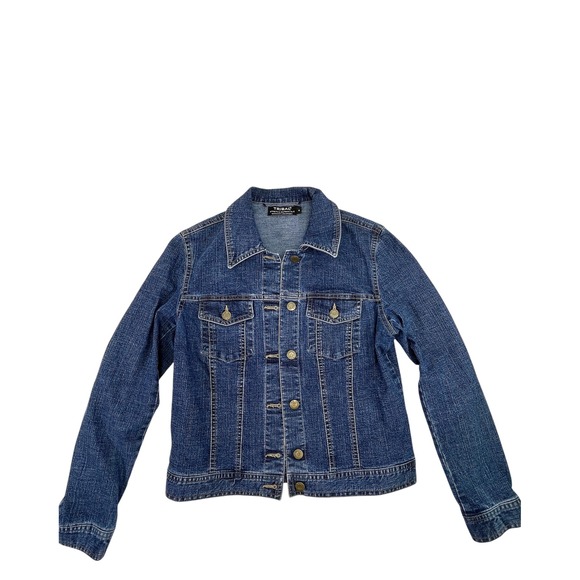 Tribal Stretch Classic Denim Jacket Sz.4 Button Front Adjustable Waist Dark Wash - Picture 2 of 8